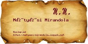 Mátyási Mirandola névjegykártya